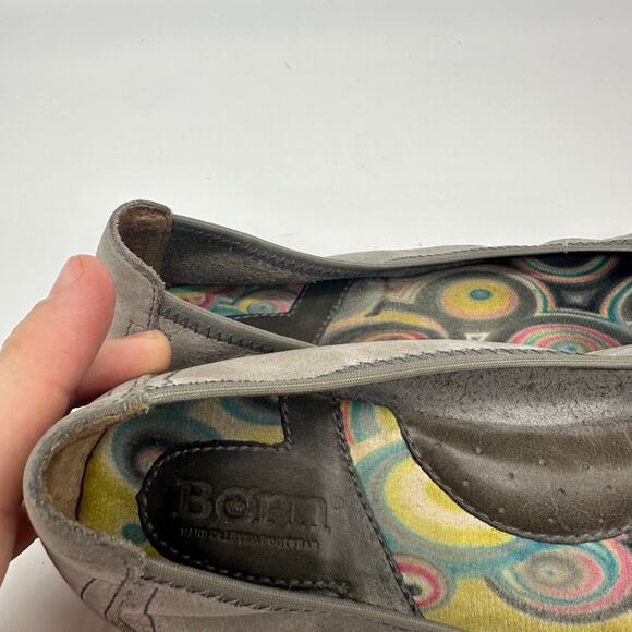 Born Julianne Distressed Gray Leather Slip-On Ballerina Flat Size 10 - Picture 14 of 15